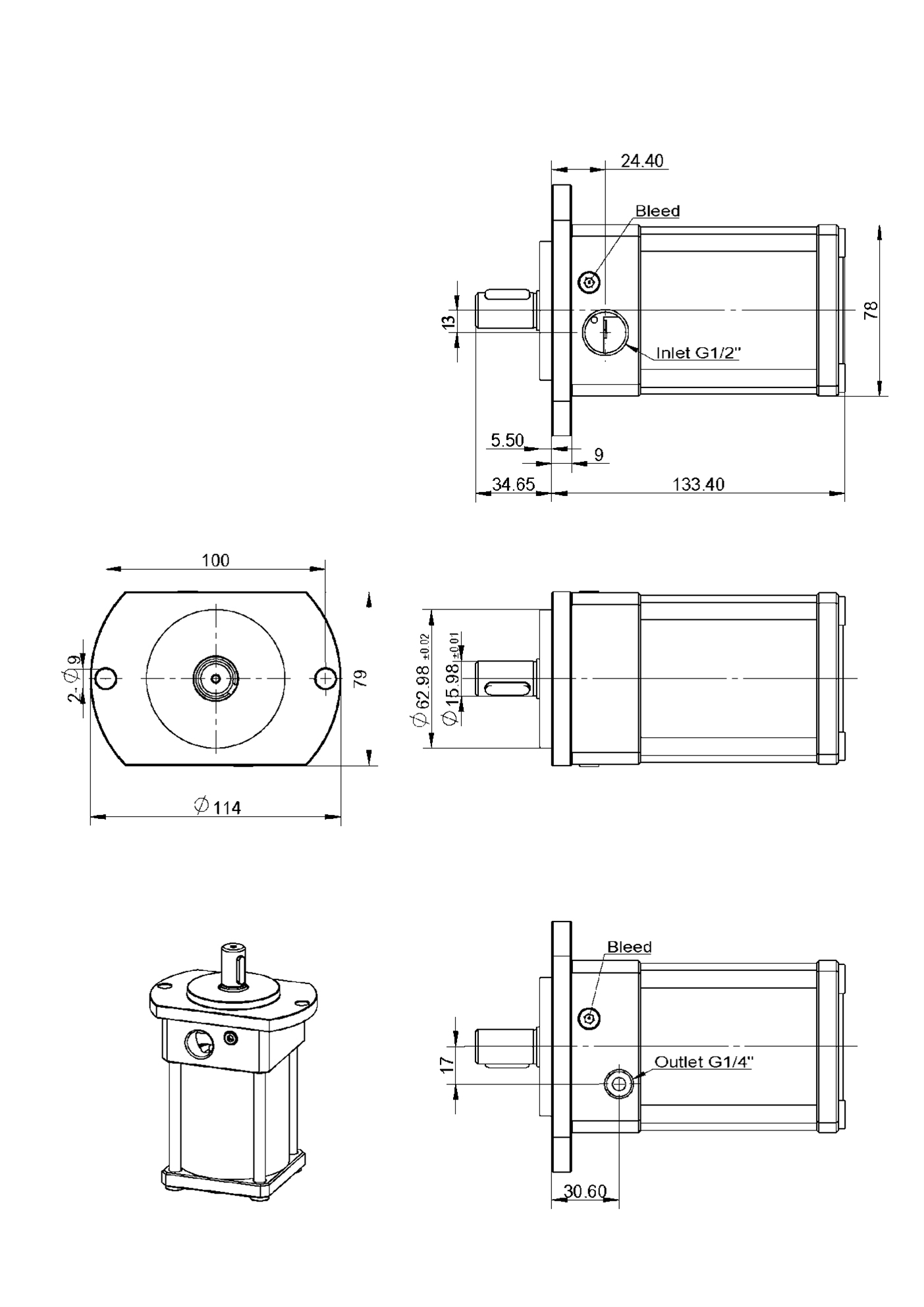 High Pressure Misting Pump HPC2-6.3T Drawing