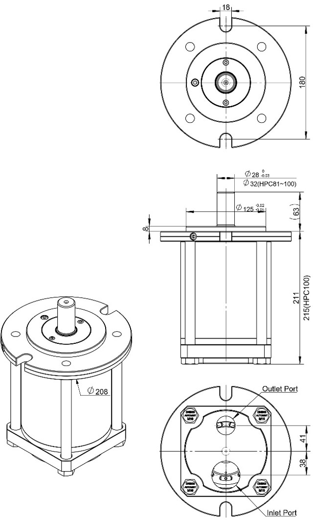 High pressure piston water pump HPC50-100W Drawing -1
